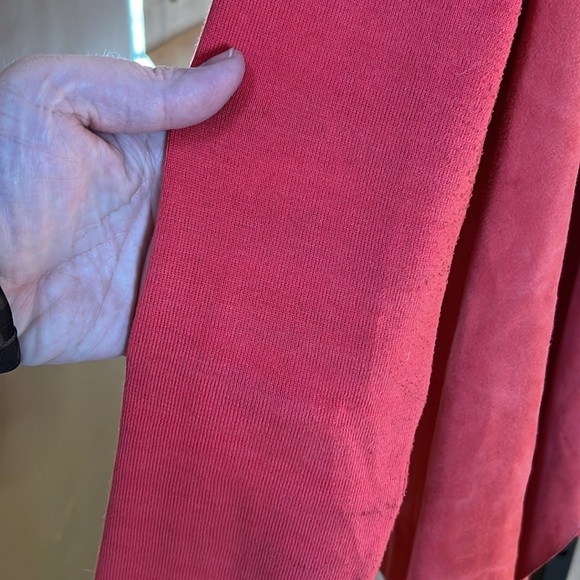 Elie Tahari Coral Lamb Suede Cotton Silk Blend Open Waterfall Jacket Size Medium - Picture 4 of 10